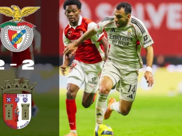Pavlidis célèbre son penalty lors de Benfica – Braga (2-2).