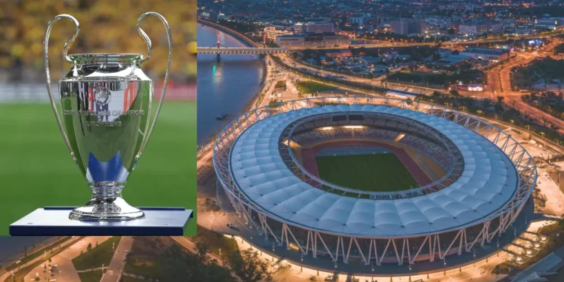 Supporters du PSG et d’Arsenal à Budapest avant la finale de Ligue des Champions au Puskás Aréna.