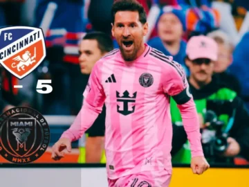 Messi célèbre lors de FC Cincinnati 3-5 Inter Miami CF en MLS