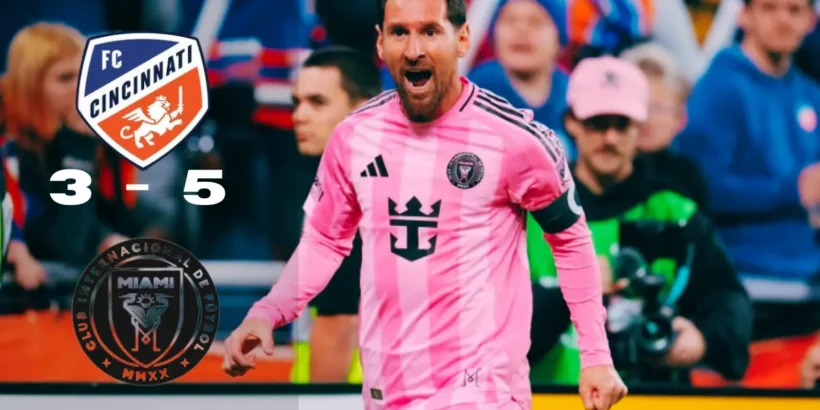 Messi célèbre lors de FC Cincinnati 3-5 Inter Miami CF en MLS