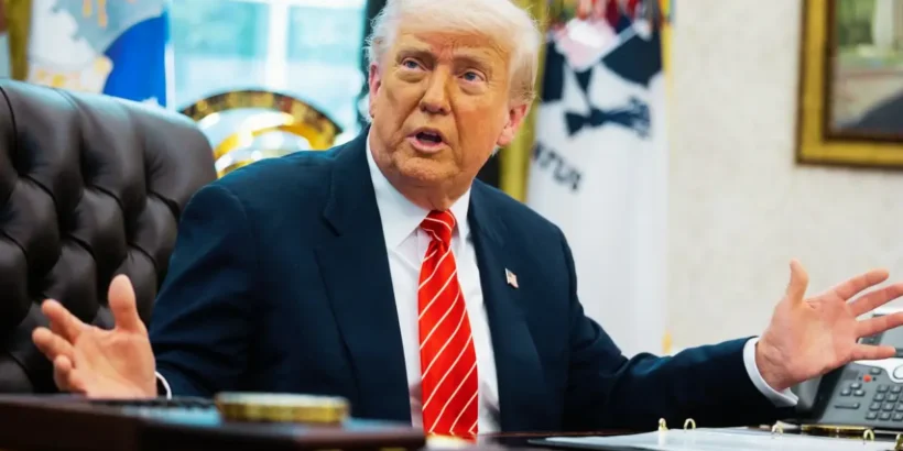 Donald Trump lors d’une déclaration sur les tensions entre les États-Unis et l’Iran au Moyen-Orient.