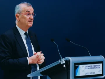 François Villeroy de Galhau lors d’une intervention sur les risques financiers