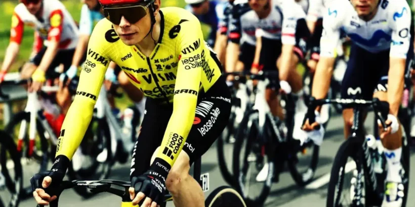 Jonas Vingegaard pendant le Giro 2026 après l’abandon de Wilco Kelderman.