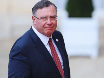 Patrick Pouyanné lors d’une prise de parole sur les résultats de TotalEnergies.