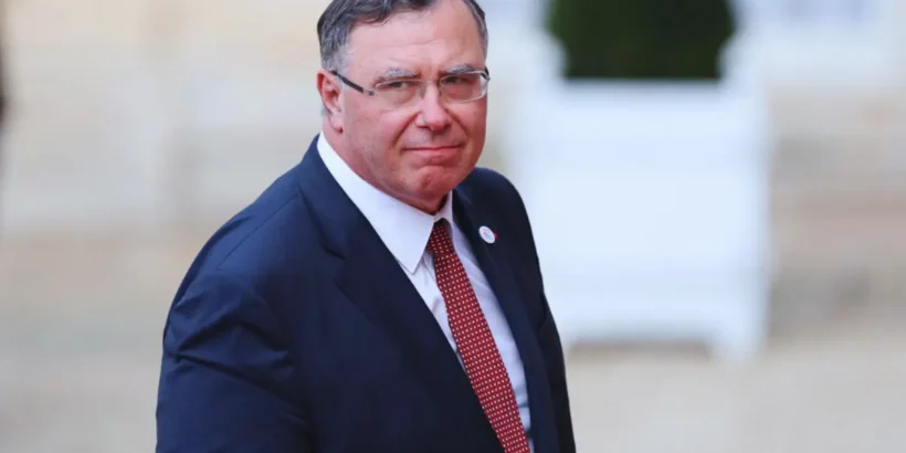 Patrick Pouyanné lors d’une prise de parole sur les résultats de TotalEnergies.