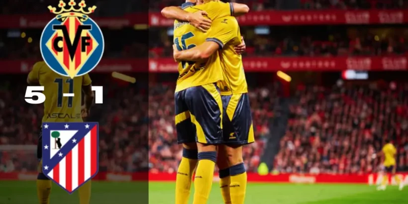 Villarreal célèbre un but contre l’Atlético Madrid.