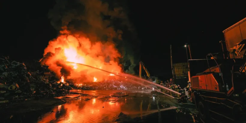 Entrepôt fortement endommagé après l’incendie Bobigny et vaste opération des secours.