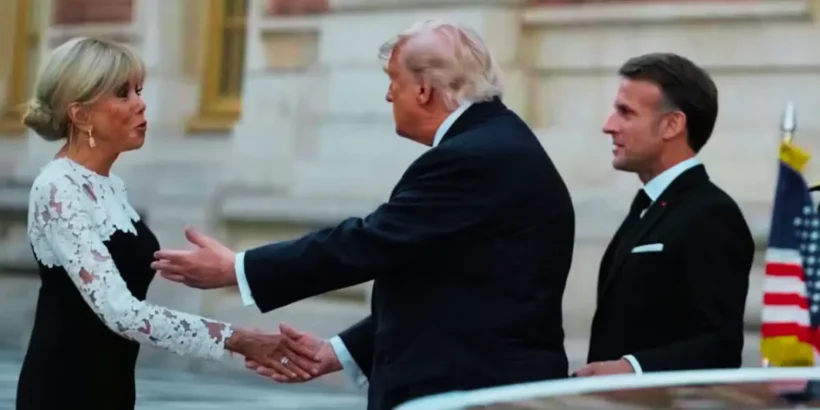 Accueil officiel de Donald Trump à Versailles en présence de Brigitte Macron.