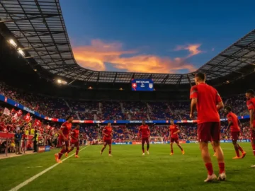 Joueurs de la Suisse et du Canada en action lors d’un match décisif de la Coupe du monde 2026 à Vancouver.
