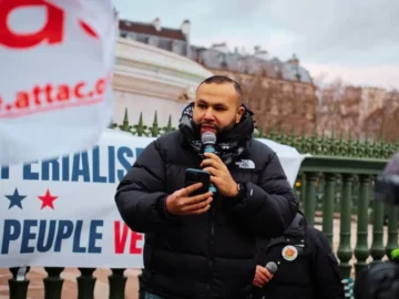 Anasse Kazib lors d’une intervention publique pour sa candidature présidentielle