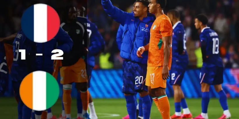 Rayan Cherki marque pour la France lors de la défaite 2-1 contre la Côte d'Ivoire.