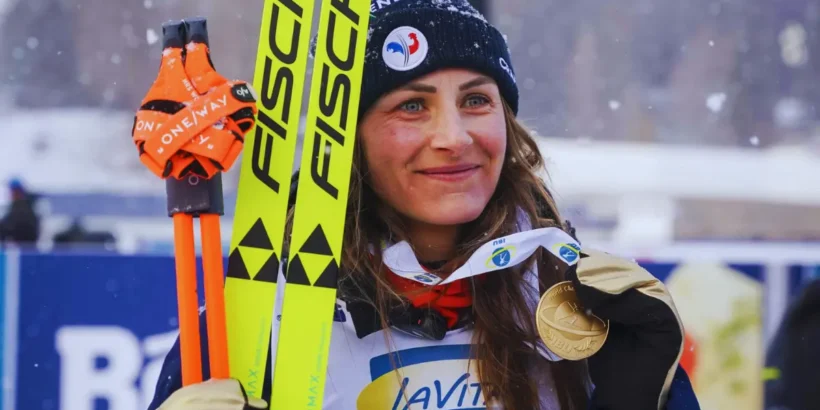 Justine Braisaz-Bouchet à l’entraînement dans un contexte de préparation personnelle pour la prochaine saison.
