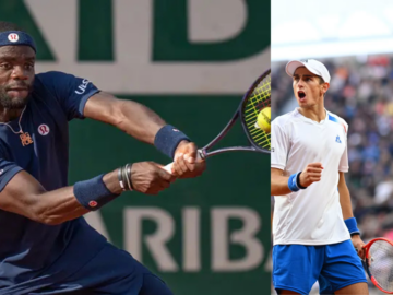 Matteo Arnaldi célèbre sa victoire contre Frances Tiafoe lors d'un match intense de Roland-Garros